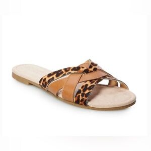 LC Lauren Conrad Leopard Print and Tan Women's Sandals Size Medium
